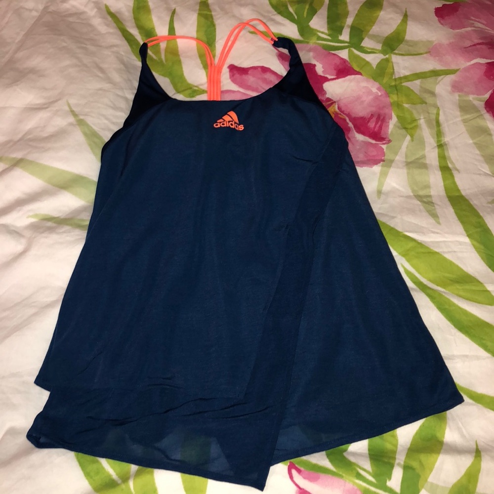 adidas Navy Tank Top with Neon Orange Straps